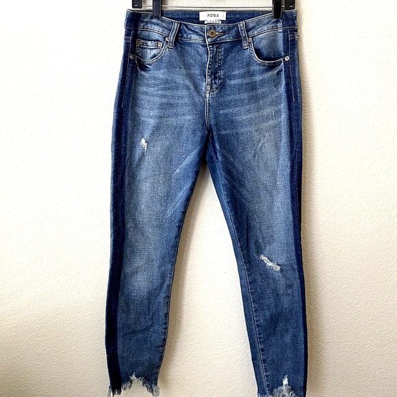 pistola Denim - Pistola Womens Audrey Side Stripe Distressed Raw Hem P6730MTW-STT Jeans Size 28